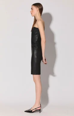 Alexis Dress, Black-Stretch Leather><noscript><img width=