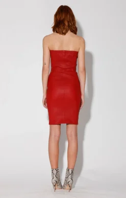 Alexis Dress, Red-Stretch Leather><noscript><img width=
