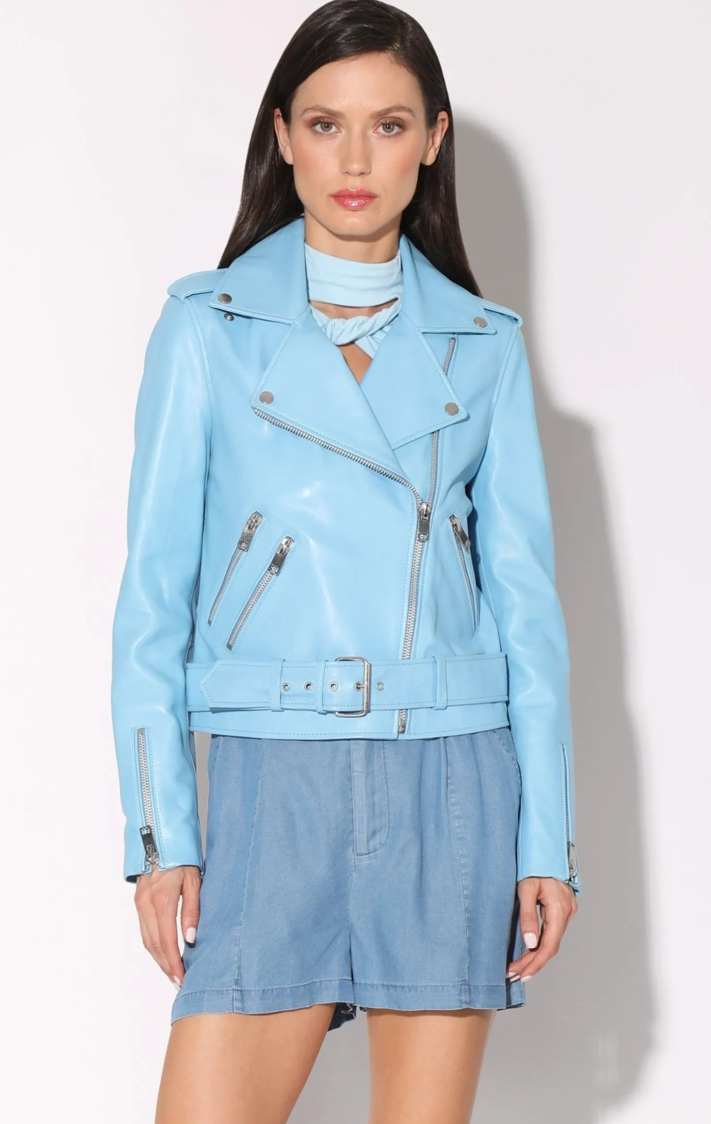 Allison Jacket, Sky Blue-Leather>Walter Baker Fashion