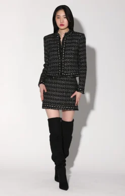 Carla Jacket, Tribeca Tweed Black Black>Walter Baker New