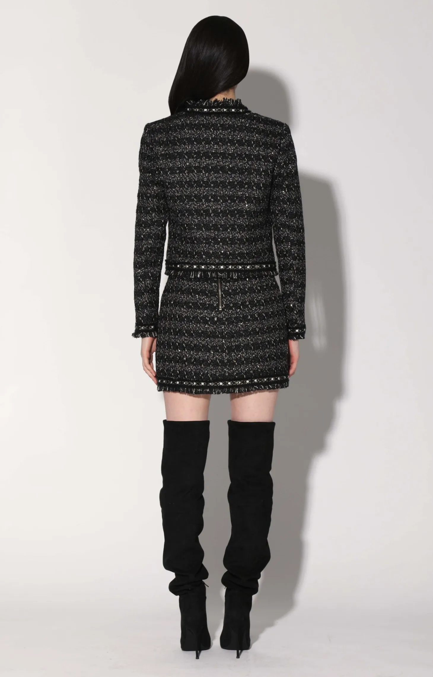 Carla Jacket, Tribeca Tweed Black Black>Walter Baker New