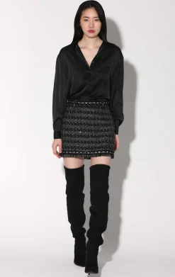 Charlotte Skirt, Tribeca Tweed Black Black>Walter Baker Best Sale