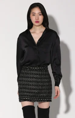 Charlotte Skirt, Tribeca Tweed Black Black>Walter Baker Best Sale