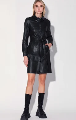 Clara Dress, Black-Leather>Walter Baker Flash Sale