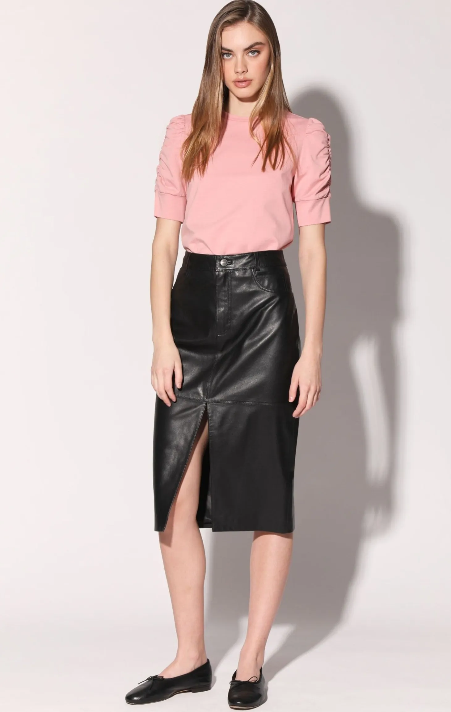 Glynice Skirt, Black-Leather>Walter Baker Cheap