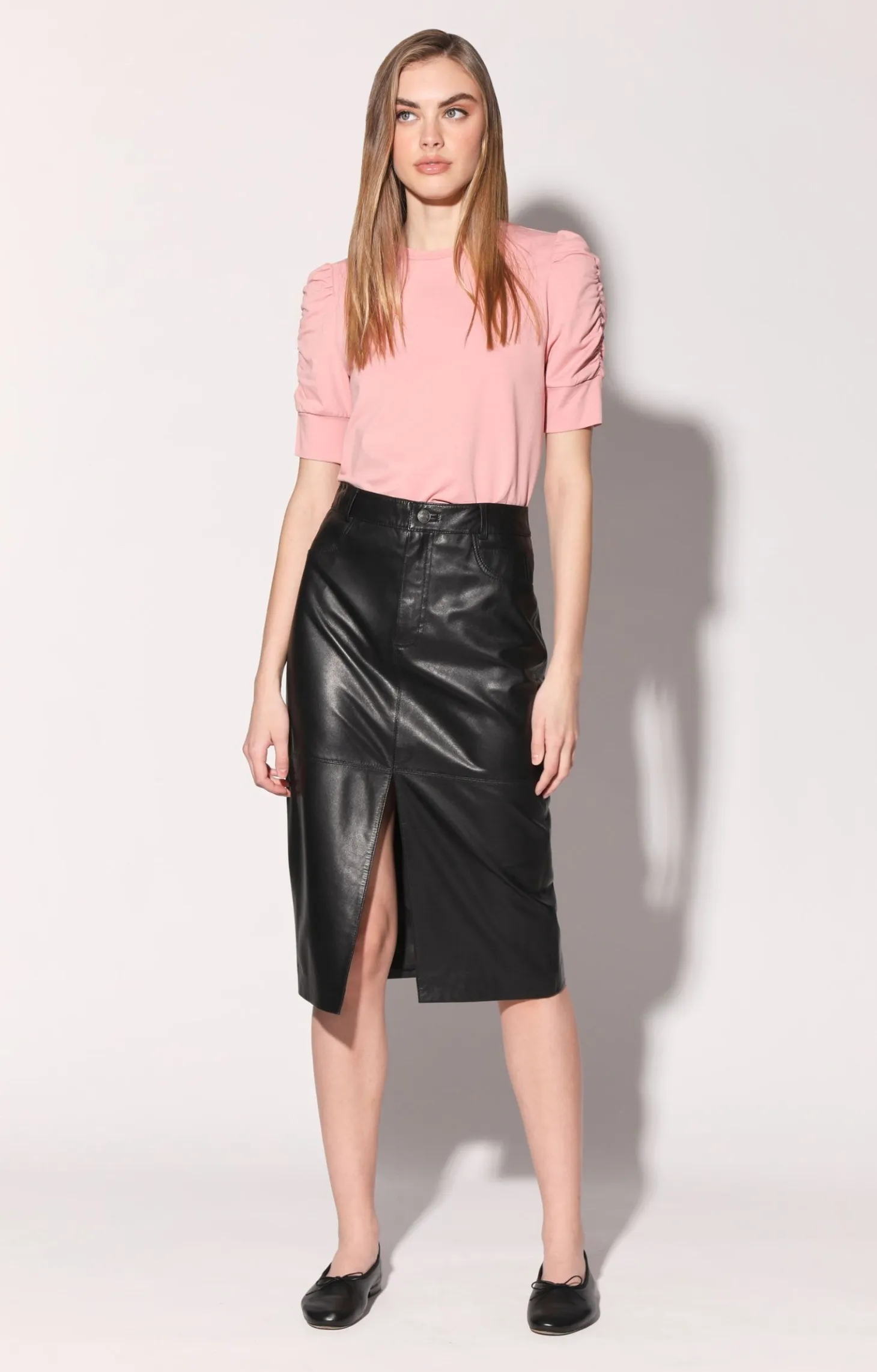 Glynice Skirt, Black-Leather>Walter Baker Cheap