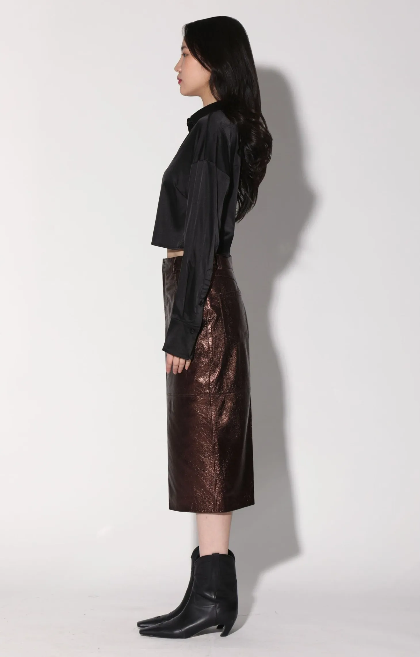 Glynice Skirt, Bronze Leather>Walter Baker Online