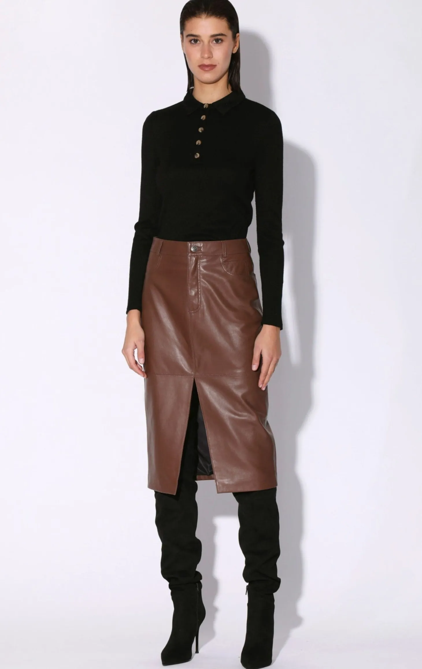 Glynice Skirt, Walnut-Leather>Walter Baker Outlet
