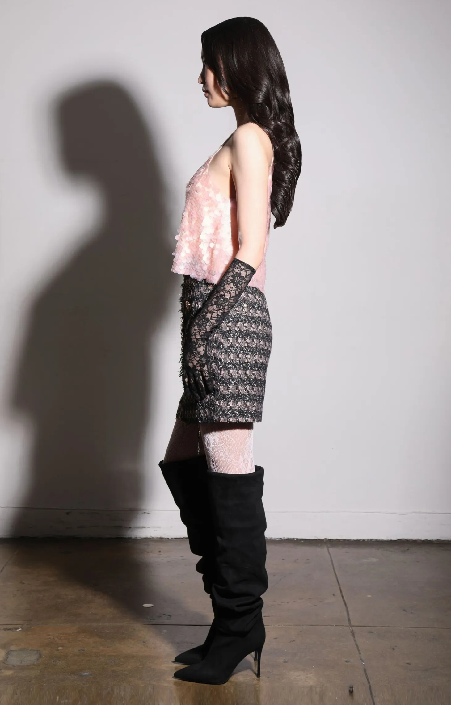 Iliana Skirt, Tribeca Tweed Black Blush>Walter Baker Cheap