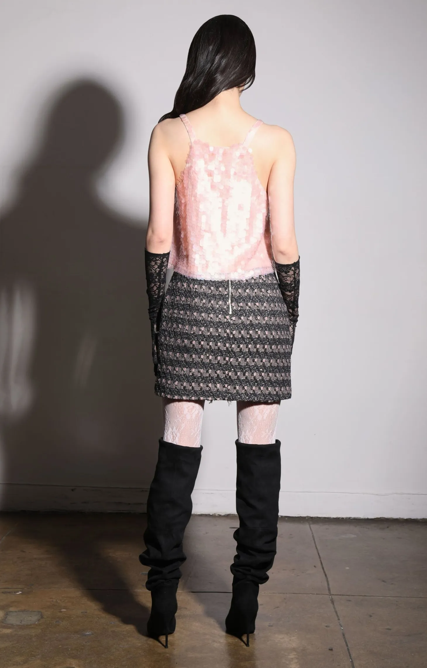 Iliana Skirt, Tribeca Tweed Black Blush>Walter Baker Cheap
