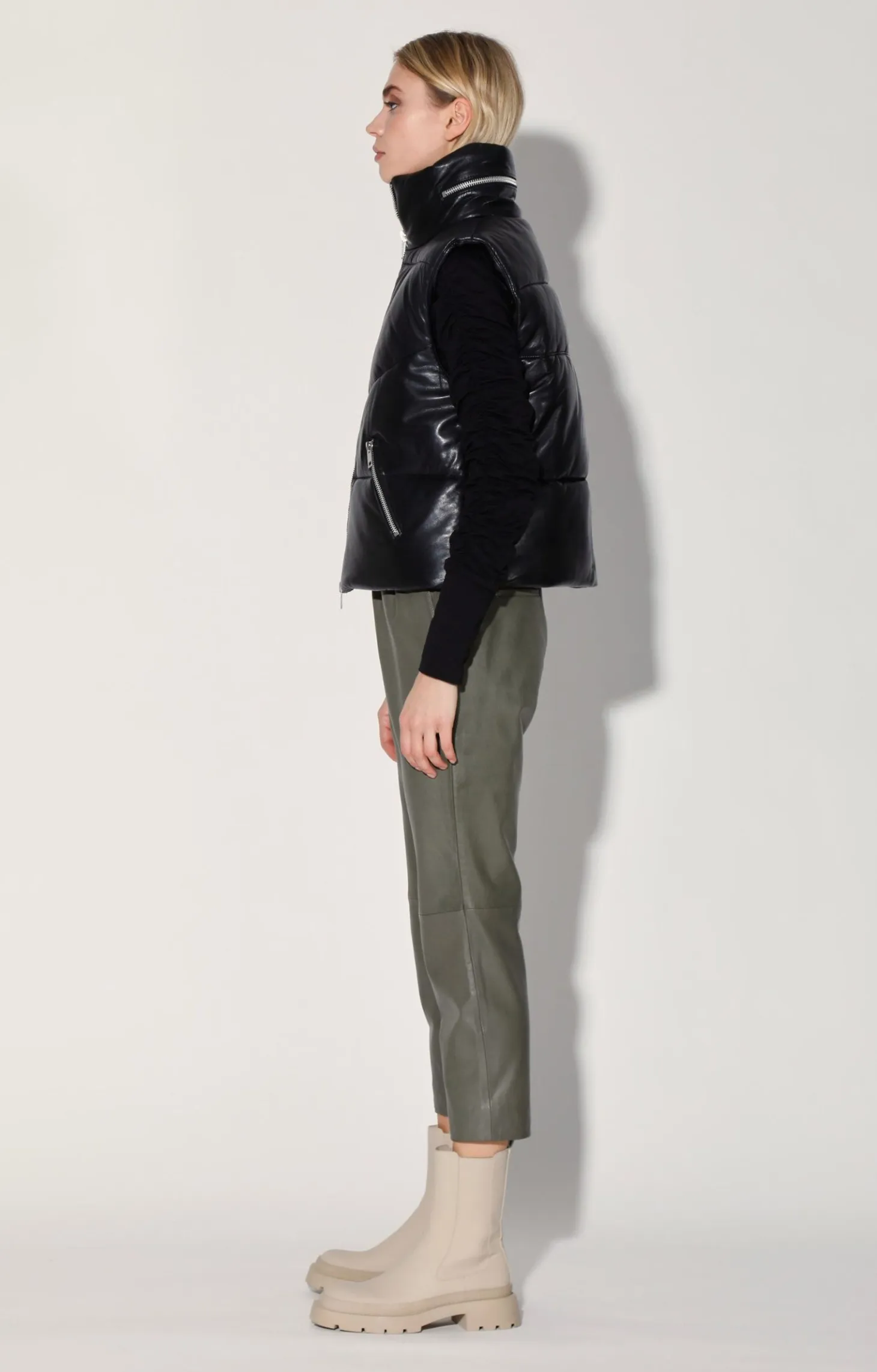 Landon Vest, Black-Puffer Leather>Walter Baker Best