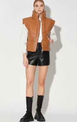 Landon Vest, Camel-Puffer Leather>Walter Baker Fashion
