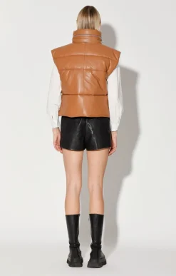 Landon Vest, Camel-Puffer Leather><noscript><img width=