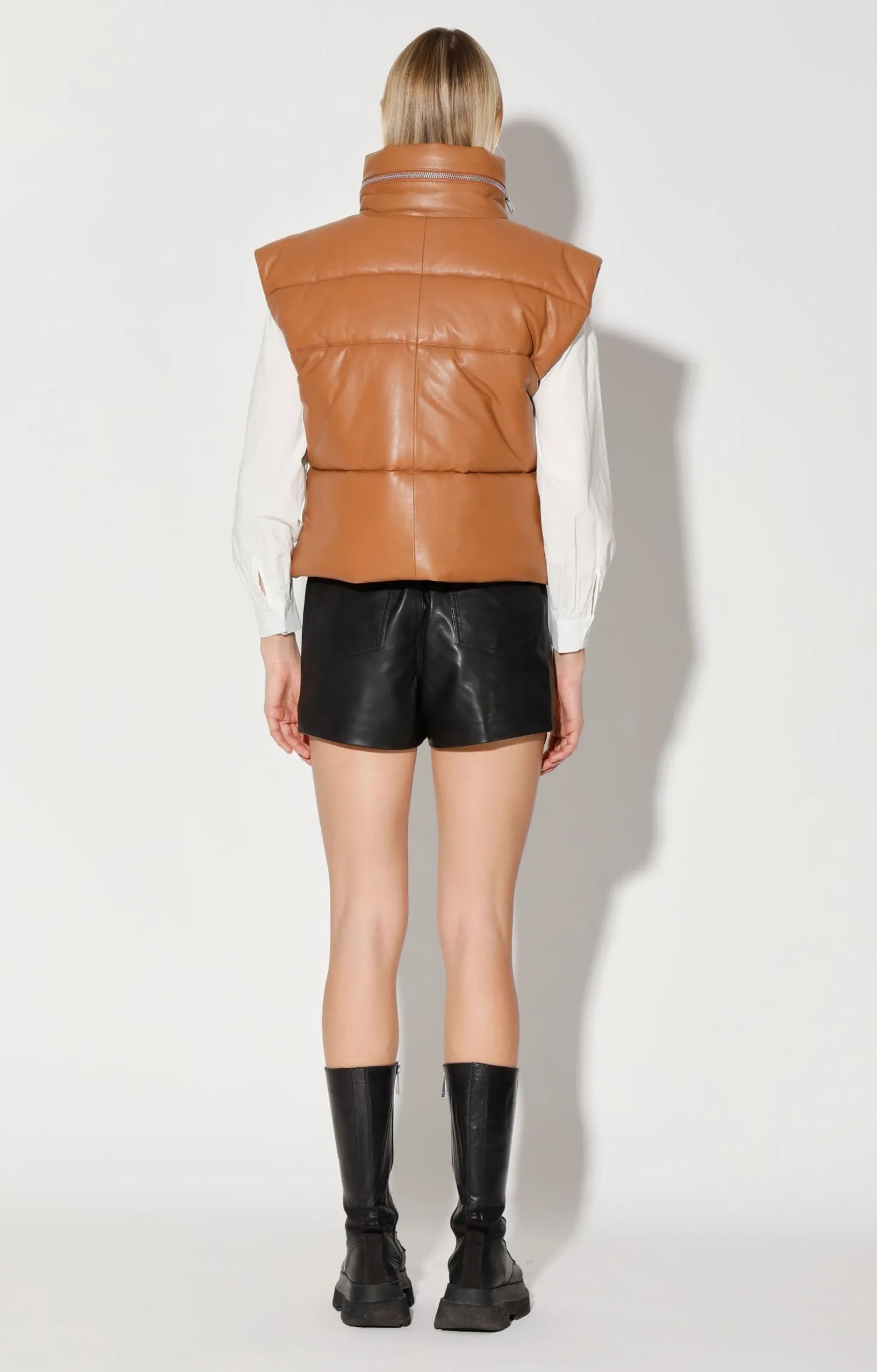 Landon Vest, Camel-Puffer Leather>Walter Baker Fashion