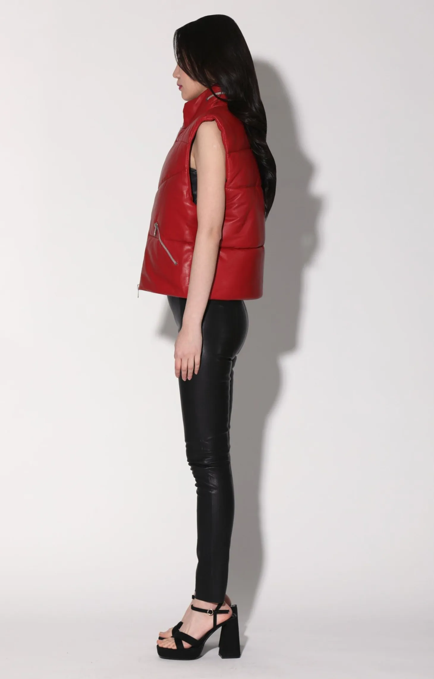 Landon Vest, Red-Puffer Leather>Walter Baker New