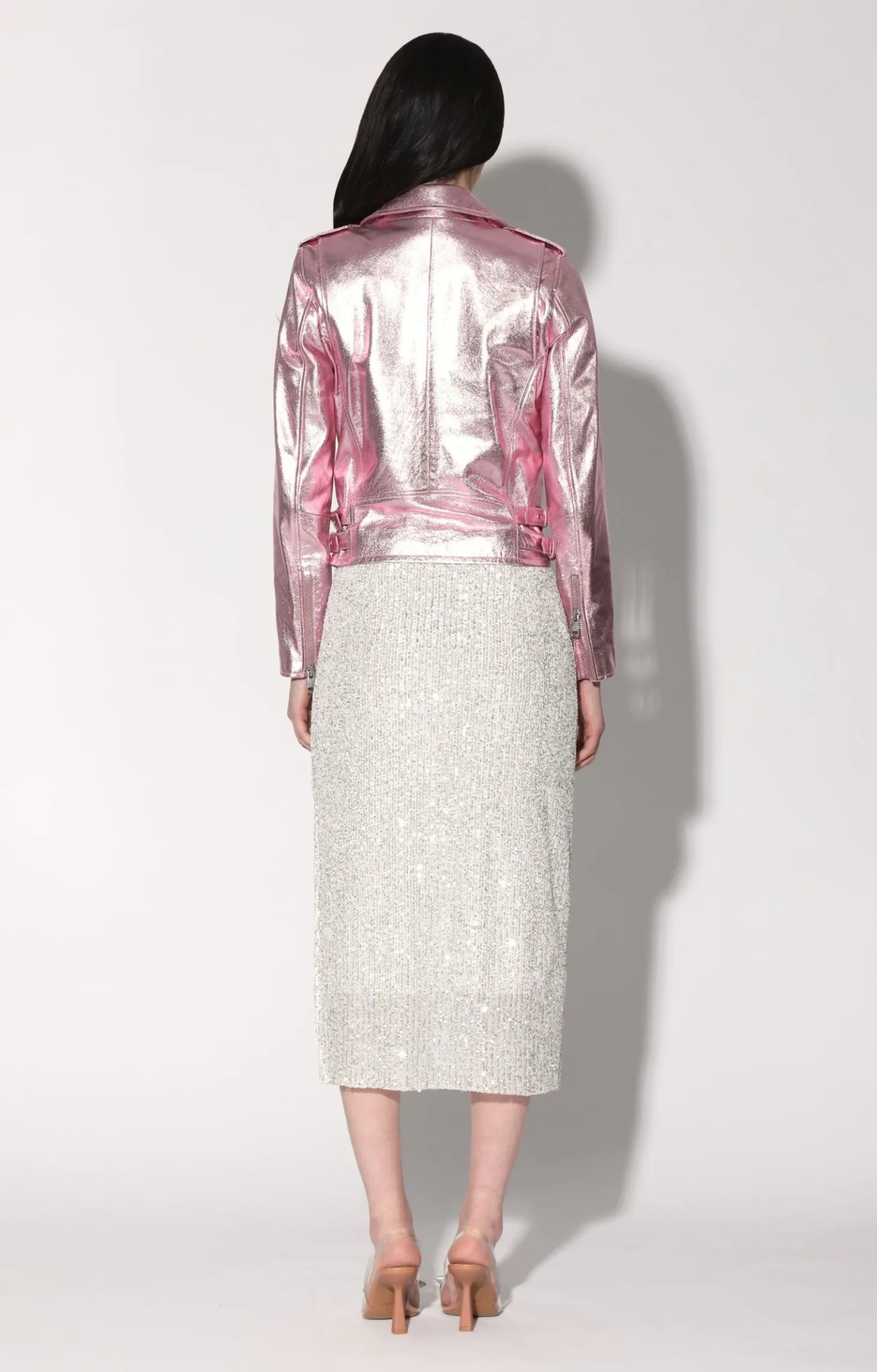 Liz Jacket, Pink Frost Metallic-Leather>Walter Baker Best