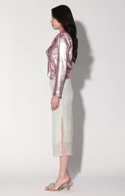 Liz Jacket, Pink Frost Metallic-Leather><noscript><img width=