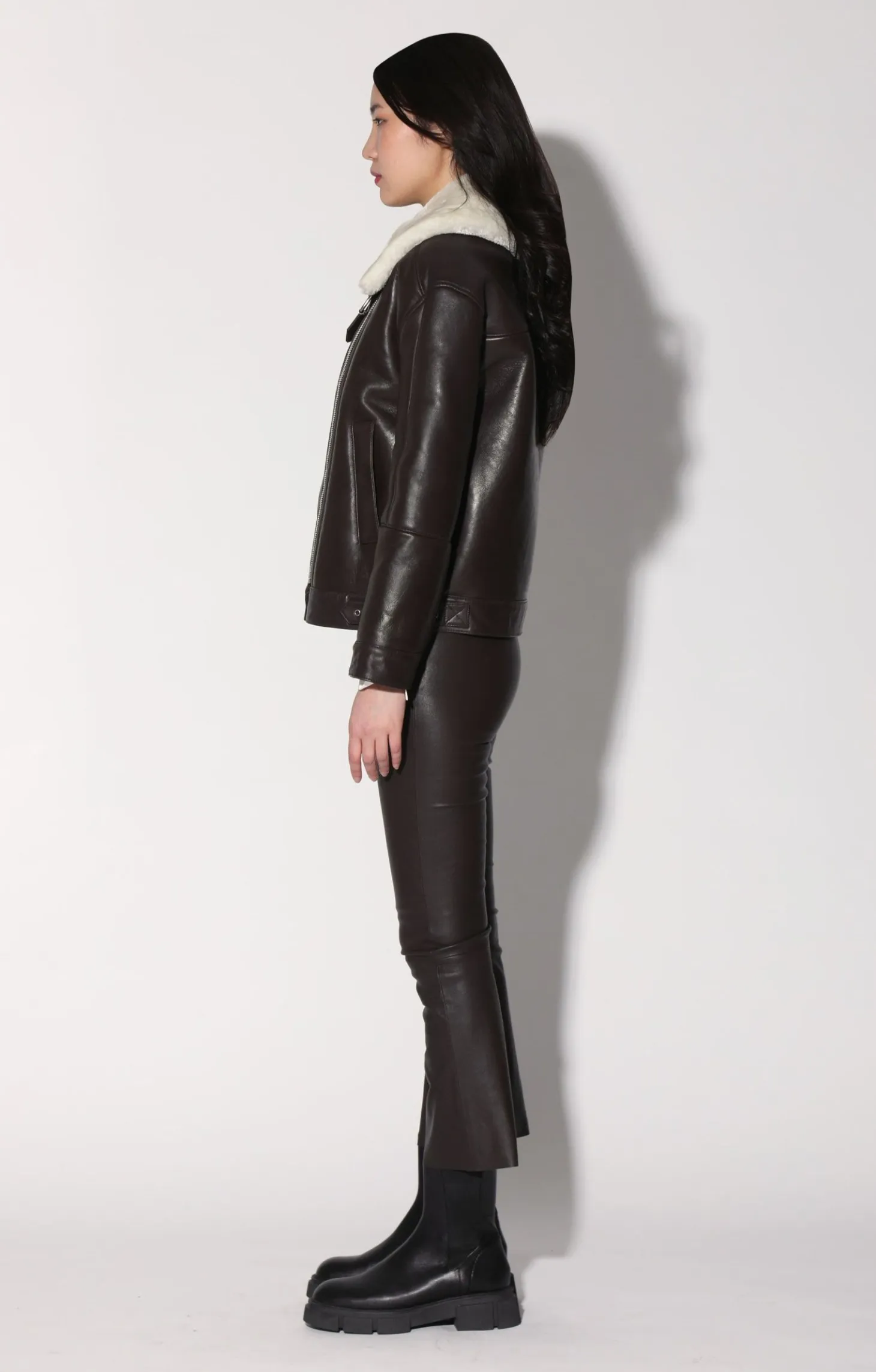 Mariah Jacket, Mocha Leather Off White Fur-Leather Shearling>Walter Baker Online