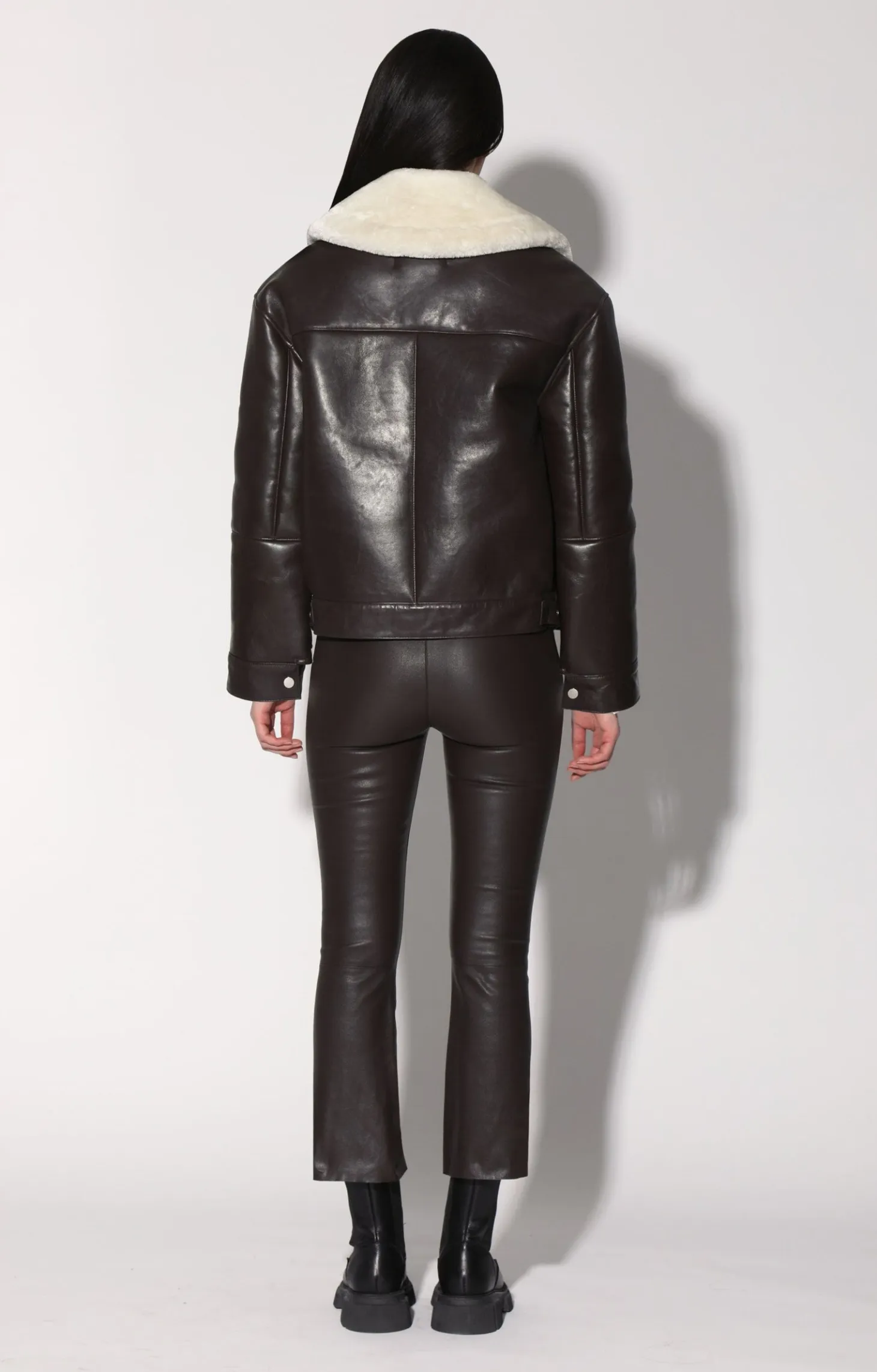 Mariah Jacket, Mocha Leather Off White Fur-Leather Shearling>Walter Baker Online