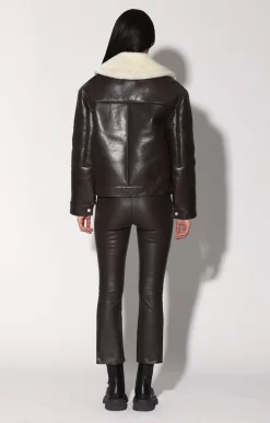 Mariah Jacket, Mocha Leather Off White Fur-Leather Shearling><noscript><img width=
