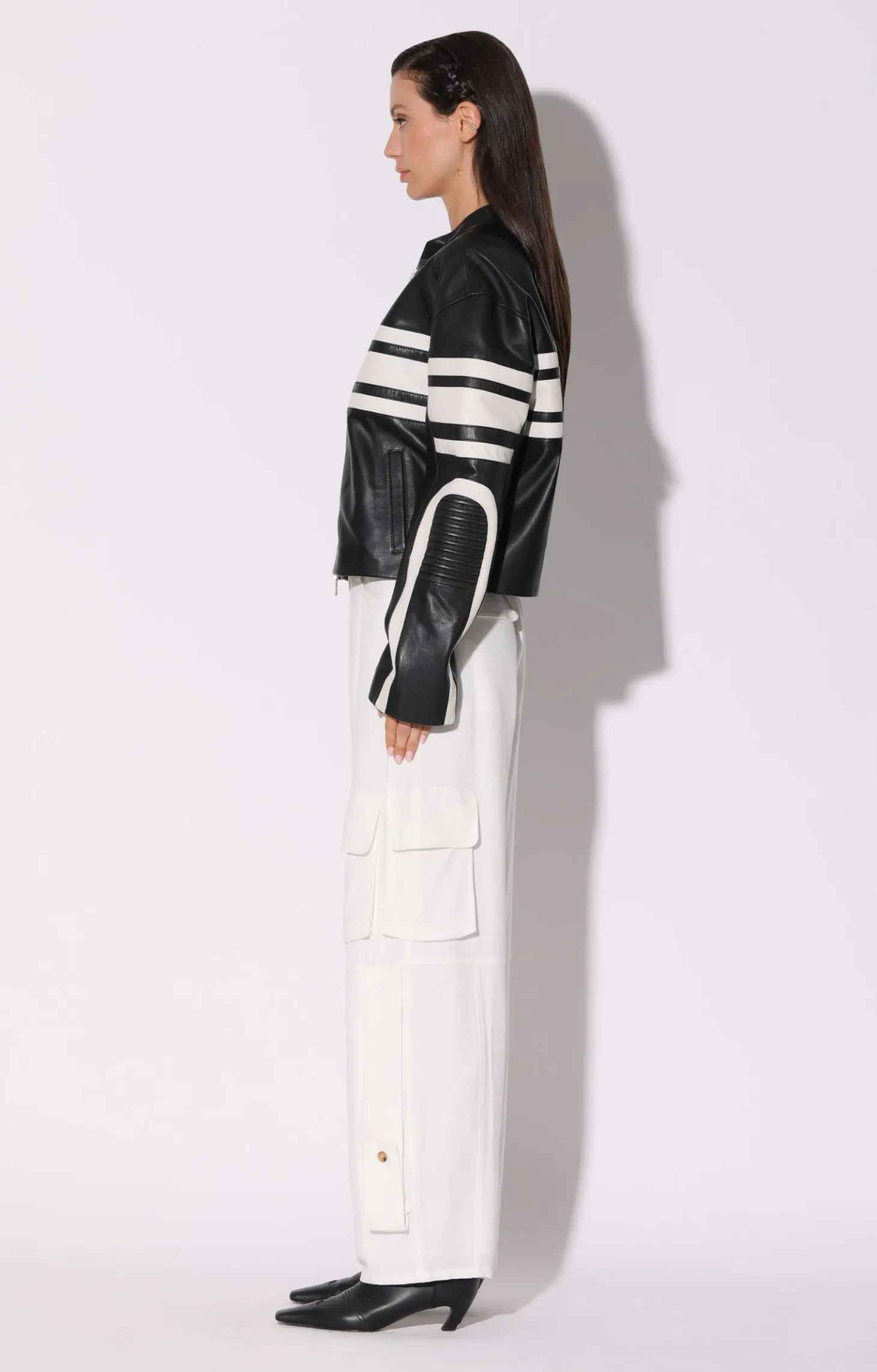 Matteo Jacket, Black White-Leather>Walter Baker Store