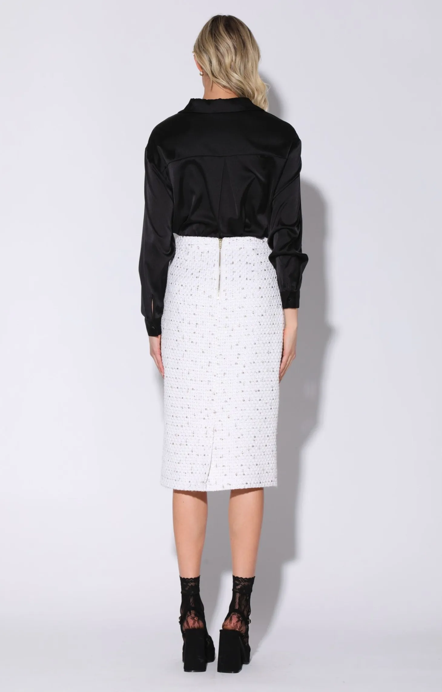 Melany Skirt, Parisian Tweed Combo>Walter Baker Outlet