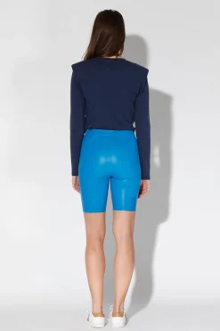 Monique Short, Bright Blue-Stretch Leather><noscript><img width=