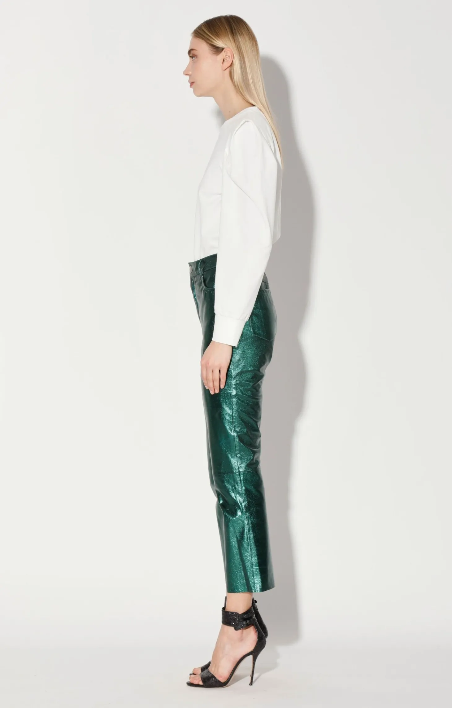 Selma Pant, Emerald Metallic-Leather>Walter Baker Cheap